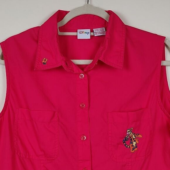 Disney Tigger Embroidered Sleeveless Button Front Blouse Top Size XL - Picture 6 of 10